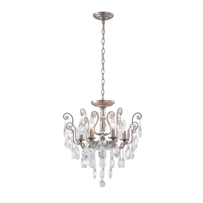 Frame Chandelier with Clear Hanging Crystals (BET61) in Pewter by Bethel