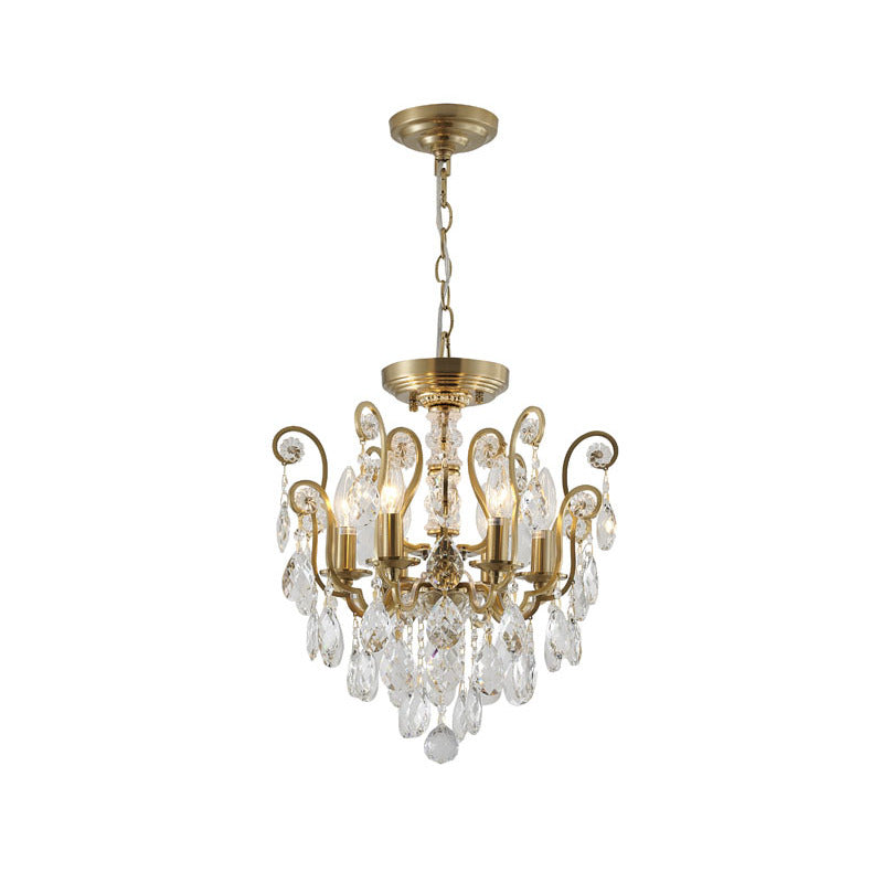 Frame Chandelier with Clear Hanging Crystals (BET61) in Antique Brass by Bethel