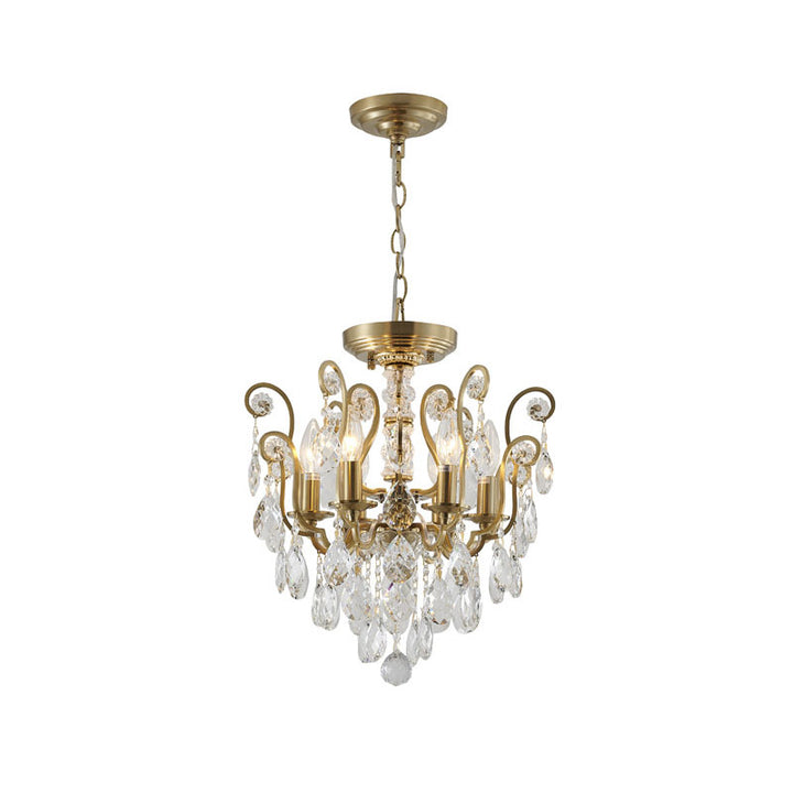 Frame Chandelier with Clear Hanging Crystals (BET61) in Antique Brass by Bethel
