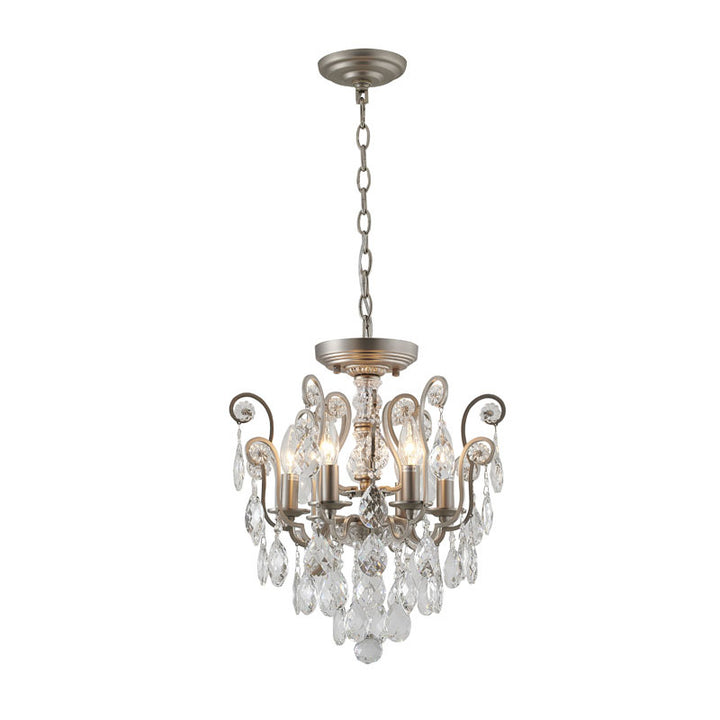 Frame Chandelier with Clear Hanging Crystals (BET61) in Pewter by Bethel