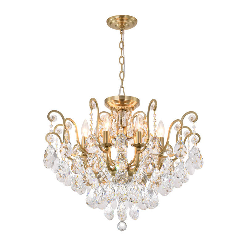 Frame Chandelier with Clear Hanging Crystals (BET64) in Antique Brass by Bethel