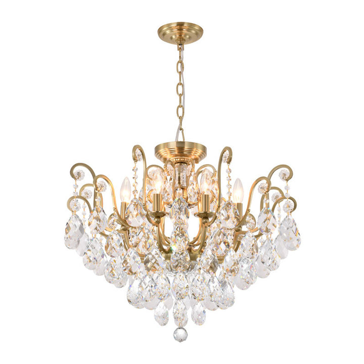 Frame Chandelier with Clear Hanging Crystals (BET64) in Antique Brass by Bethel