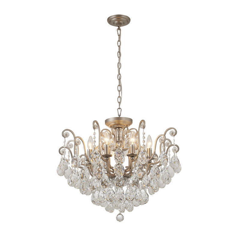 Frame Chandelier with Clear Hanging Crystals (BET64) in Pewter by Bethel