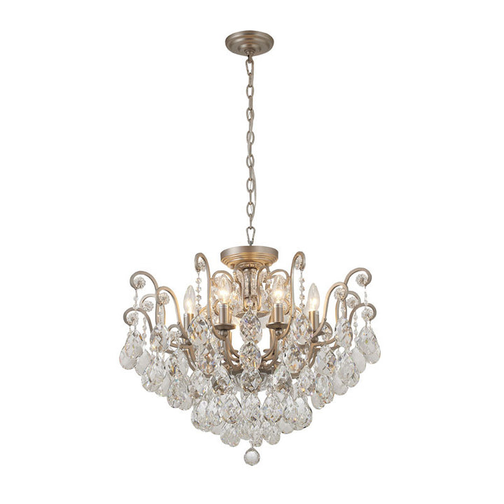 Frame Chandelier with Clear Hanging Crystals (BET64) in Pewter by Bethel