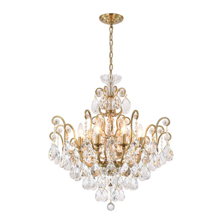 Chandelier with Clear Hanging Crystals &amp; Glass Accents
