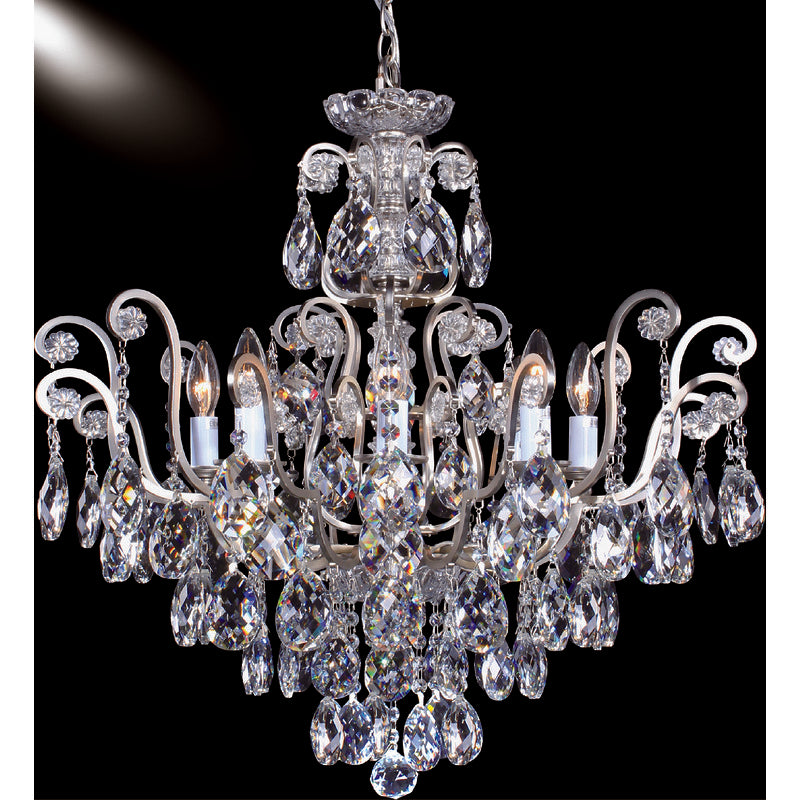 Chandelier with Clear Hanging Crystals &amp; Glass Accents