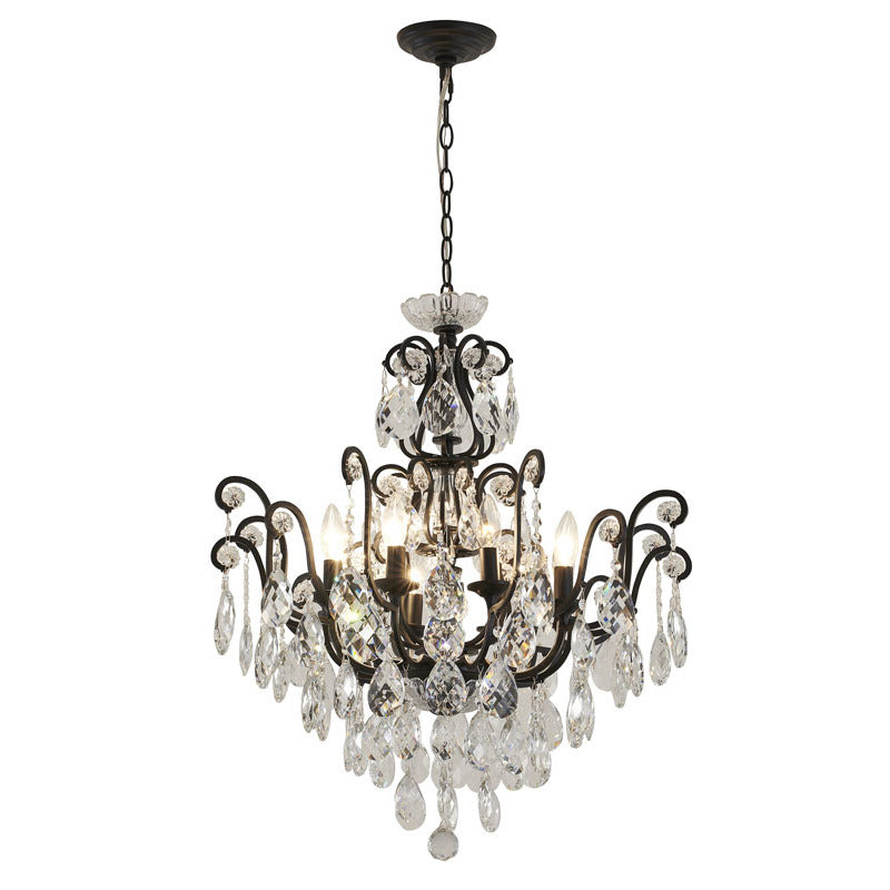 Chandelier with Clear Hanging Crystals &amp; Glass Accents