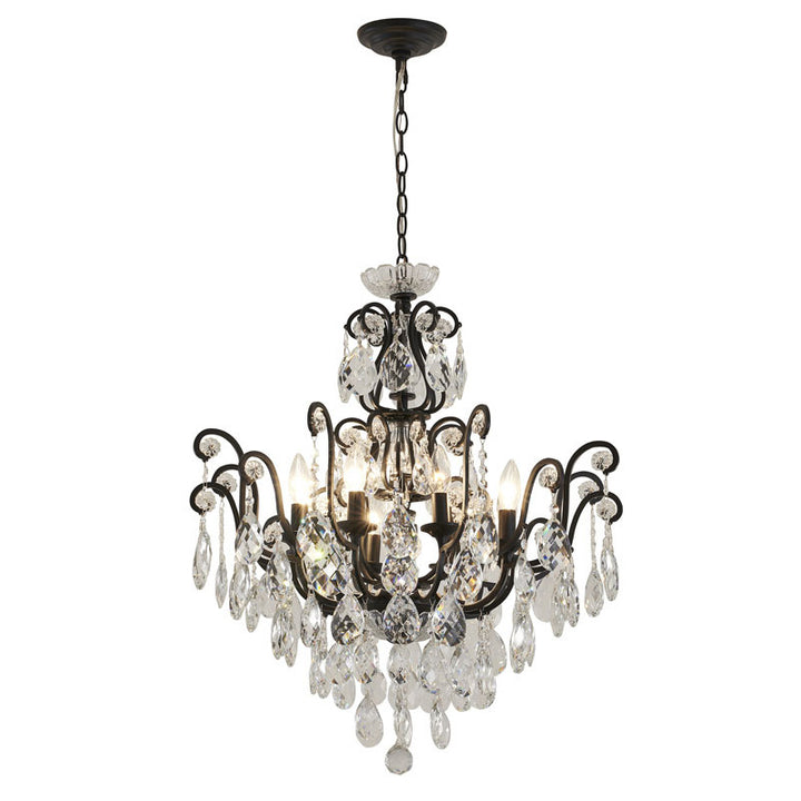 Chandelier with Clear Hanging Crystals &amp; Glass Accents