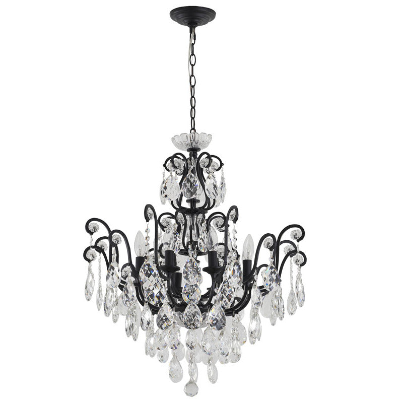 Chandelier with Clear Hanging Crystals &amp; Glass Accents