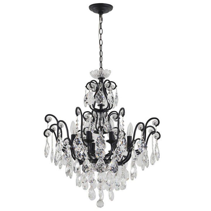 Chandelier with Clear Hanging Crystals &amp; Glass Accents