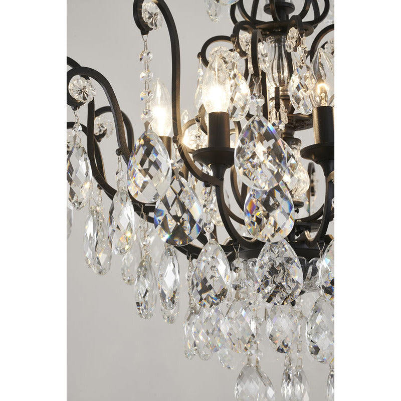 Chandelier with Clear Hanging Crystals &amp; Glass Accents