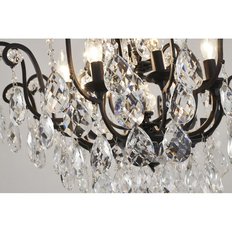Chandelier with Clear Hanging Crystals &amp; Glass Accents