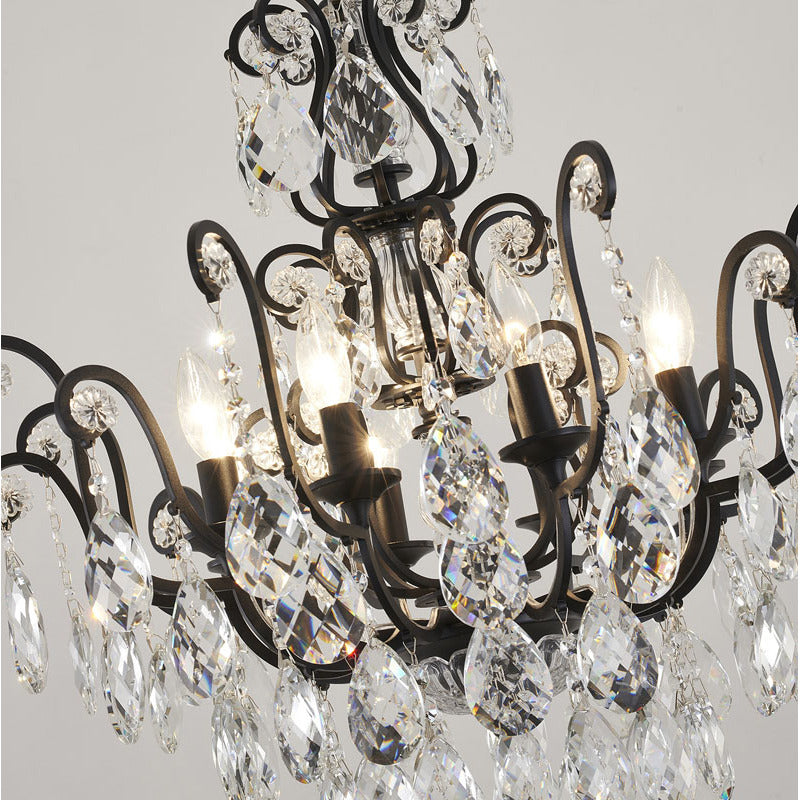Chandelier with Clear Hanging Crystals &amp; Glass Accents