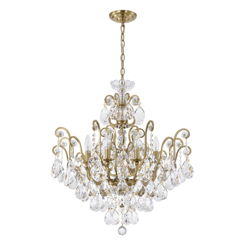 Chandelier with Clear Hanging Crystals & Glass Accents by Bethel - view 2