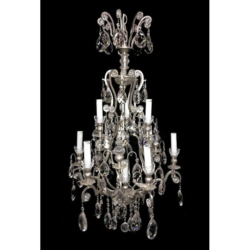Frame Chandelier with Clear Hanging Crystals (BET64) in Pewter by Bethel