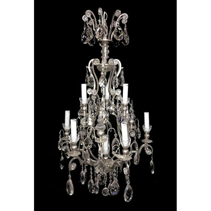 Frame Chandelier with Clear Hanging Crystals (BET64) in Pewter by Bethel