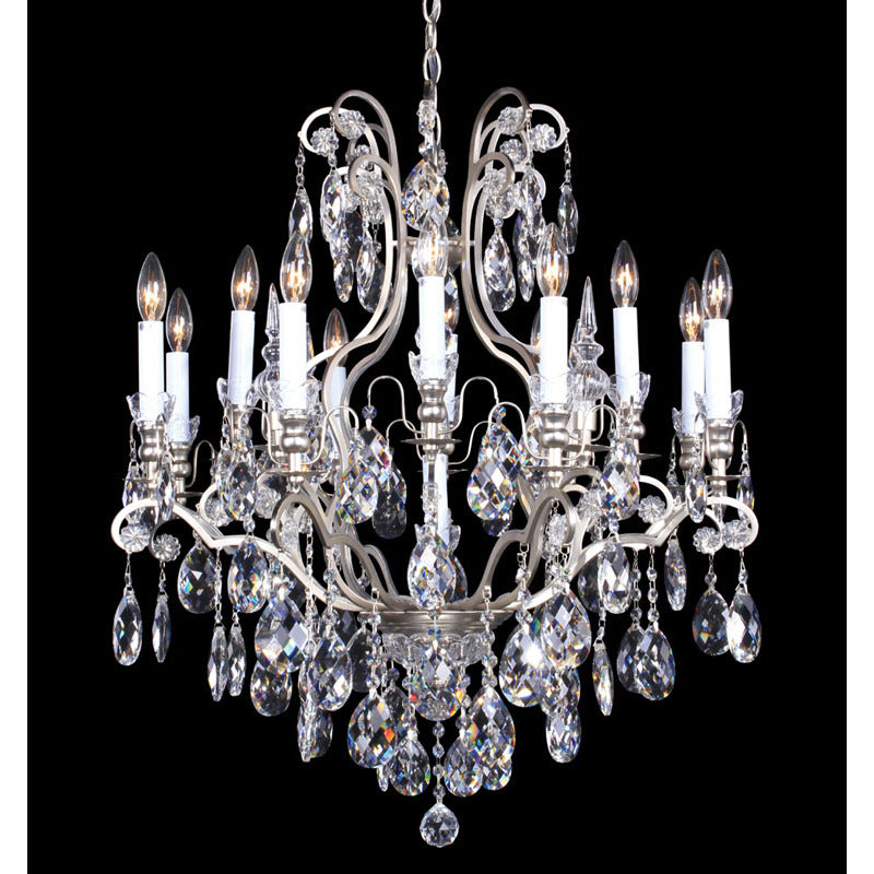 Frame Chandelier with Clear Hanging Crystals (BET64) in Pewter by Bethel