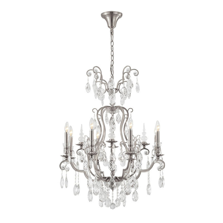 Frame Chandelier with Clear Hanging Crystals (BET64) in Pewter by Bethel
