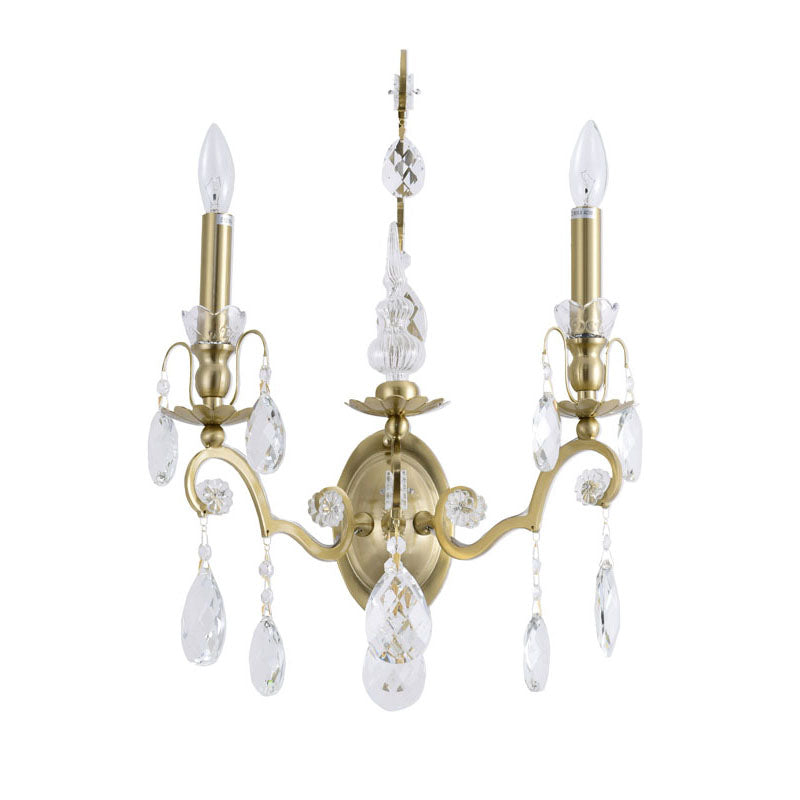 Two Light Wall Sconce with Clear Hanging Crystals by Bethel - view 3