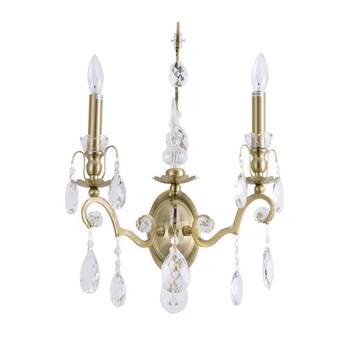 Two Light Wall Sconce with Clear Hanging Crystals by Bethel - view 3