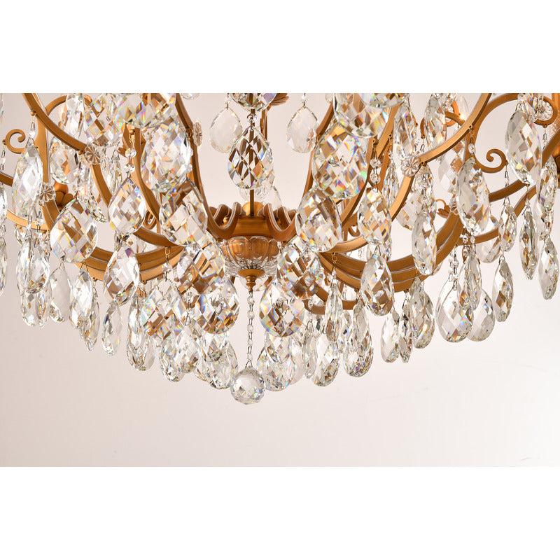 Three Tier Metal Frame Chandelier with Clear Hanging Crystals by Bethel - view 5