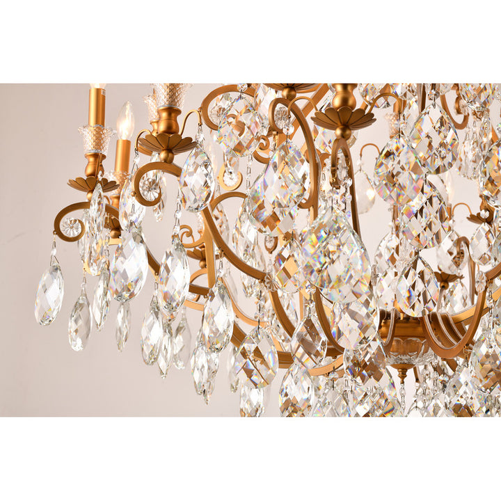 Three Tier Metal Frame Chandelier with Clear Hanging Crystals by Bethel - view 6