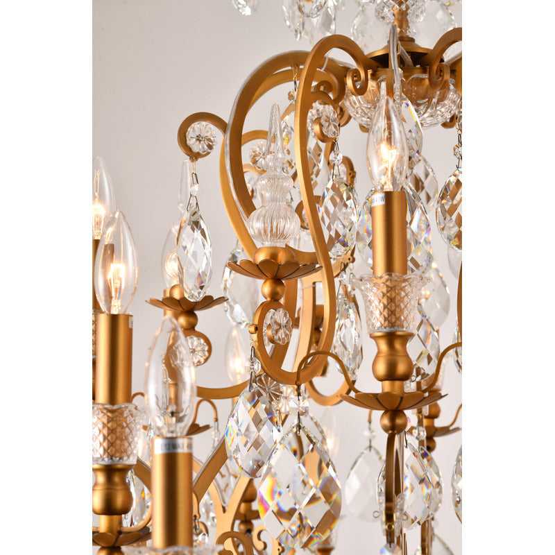 Three Tier Metal Frame Chandelier with Clear Hanging Crystals by Bethel - view 8