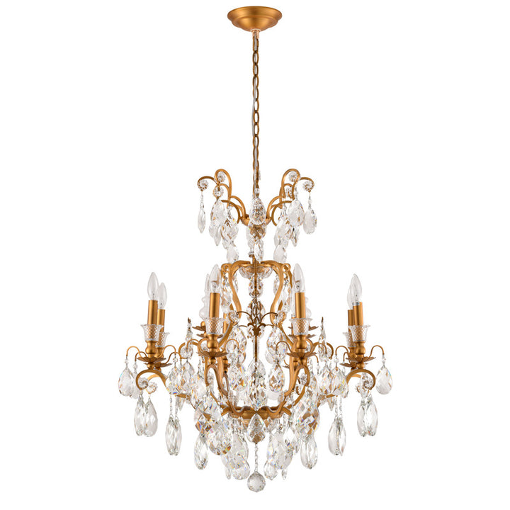 Iron Frame Chandelier with Clear Hanging Crystals by Bethel - view 2