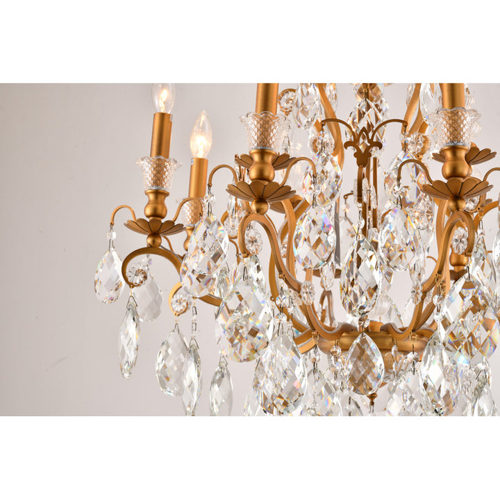 Iron Frame Chandelier with Clear Hanging Crystals by Bethel - view 4