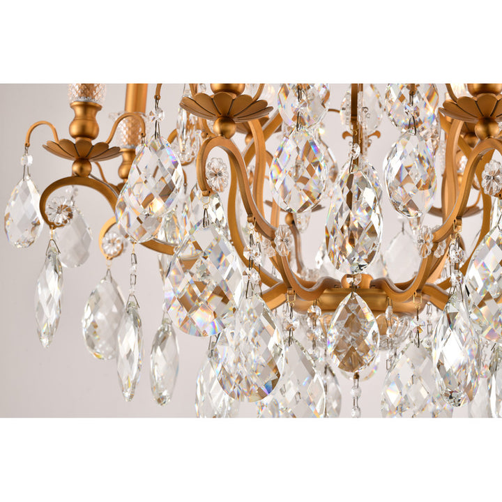 Iron Frame Chandelier with Clear Hanging Crystals by Bethel - view 5
