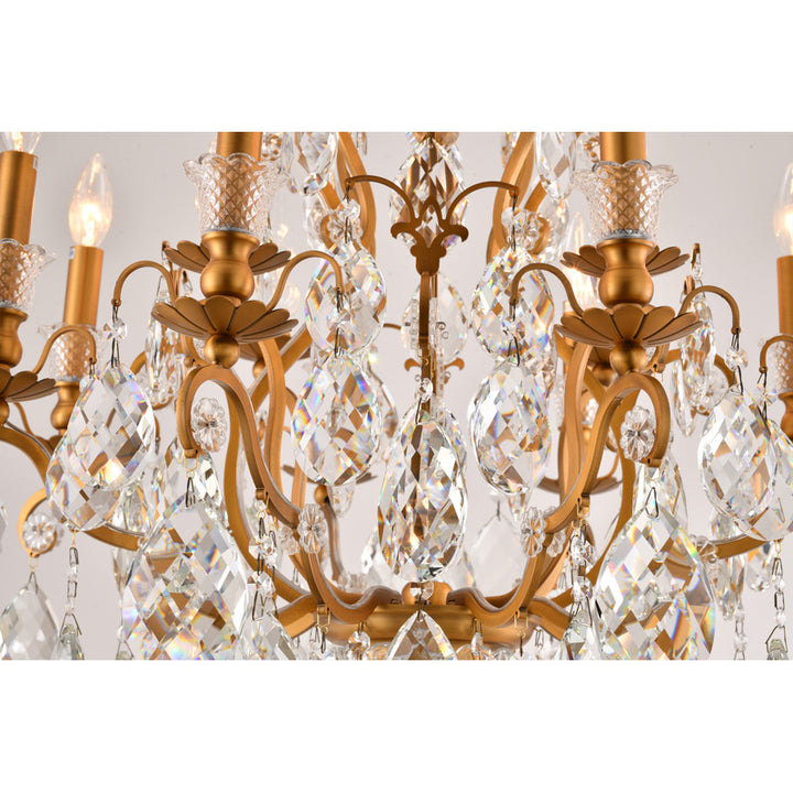 Iron Frame Chandelier with Clear Hanging Crystals by Bethel - view 6