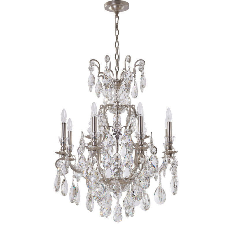 Iron Frame Chandelier with Clear Hanging Crystals by Bethel - view 14