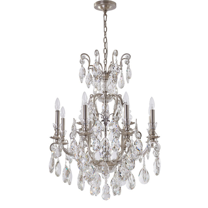 Iron Frame Chandelier with Clear Hanging Crystals by Bethel - view 14