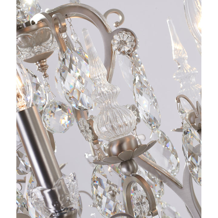 Iron Frame Chandelier with Clear Hanging Crystals by Bethel - view 23