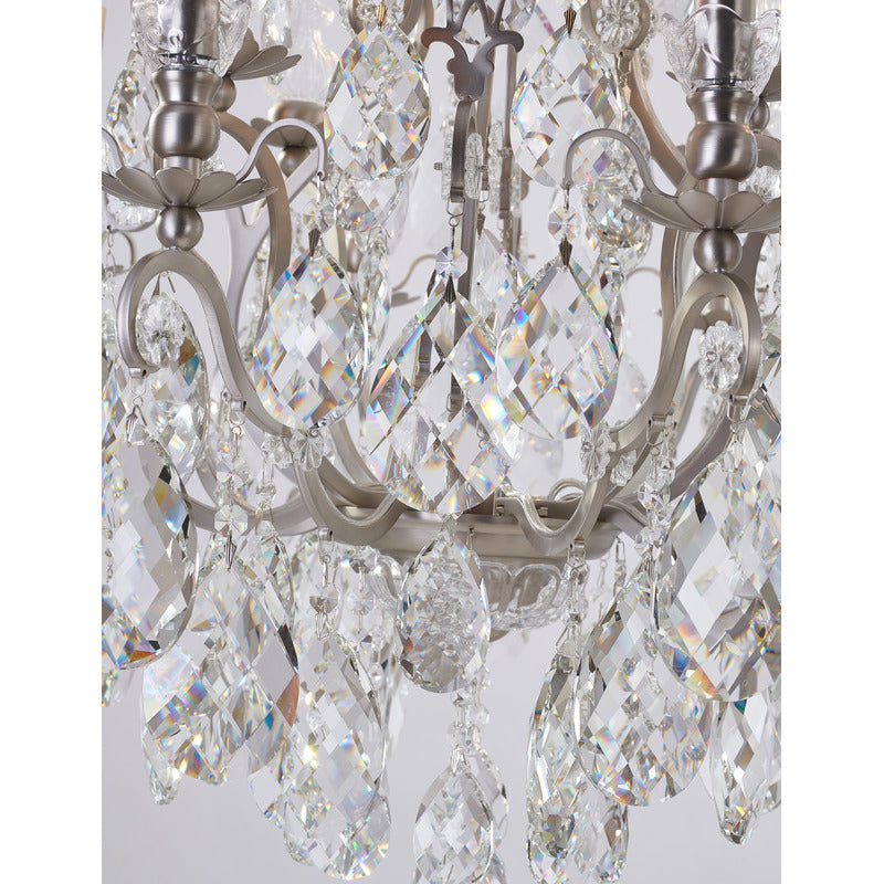 Iron Frame Chandelier with Clear Hanging Crystals by Bethel - view 15