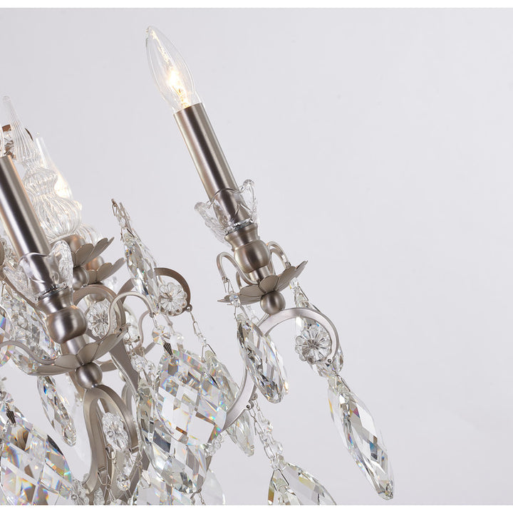 Iron Frame Chandelier with Clear Hanging Crystals by Bethel - view 17