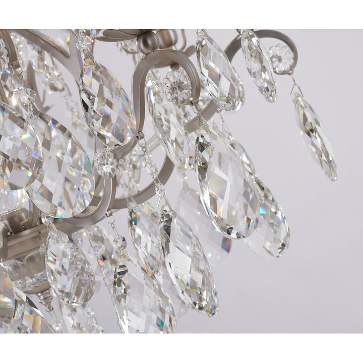 Iron Frame Chandelier with Clear Hanging Crystals by Bethel - view 18