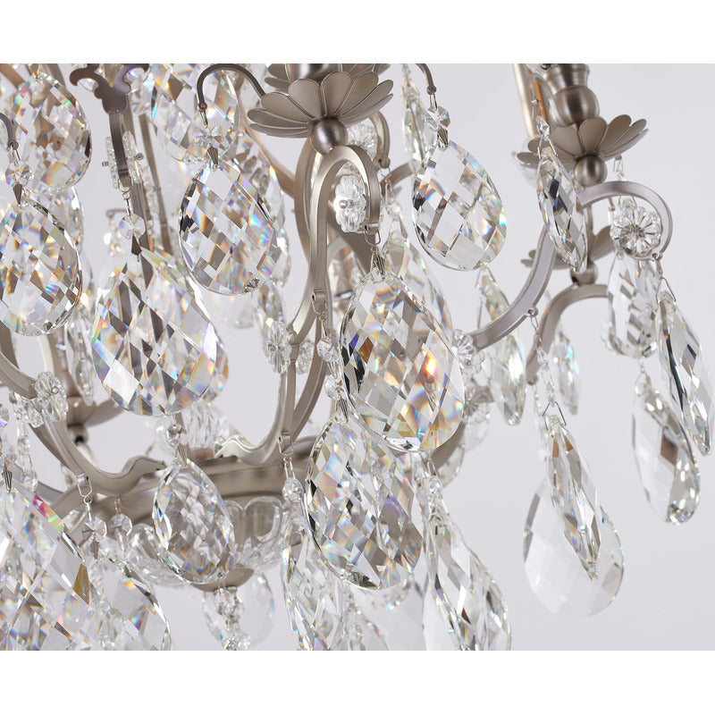 Iron Frame Chandelier with Clear Hanging Crystals by Bethel - view 19