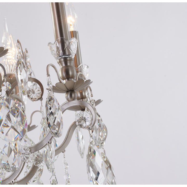 Iron Frame Chandelier with Clear Hanging Crystals by Bethel - view 20