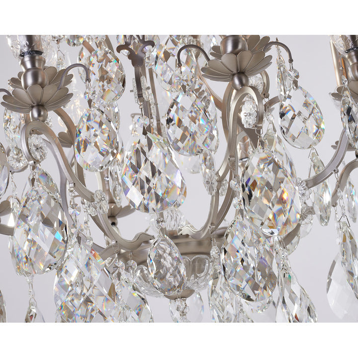 Iron Frame Chandelier with Clear Hanging Crystals by Bethel - view 22