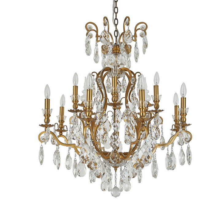 Metal Frame Chandelier with Clear Hanging Crystals by Bethel - view 2
