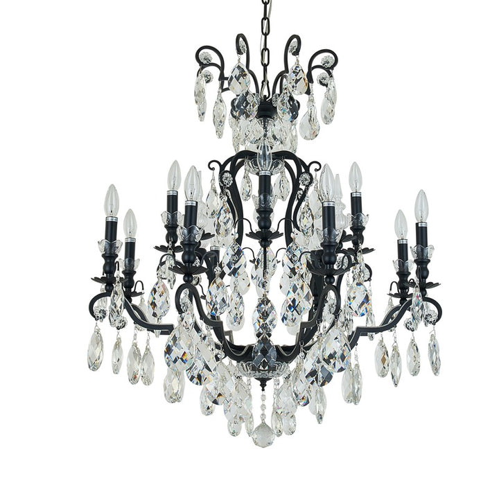 Metal Frame Chandelier with Clear Hanging Crystals by Bethel - view 7