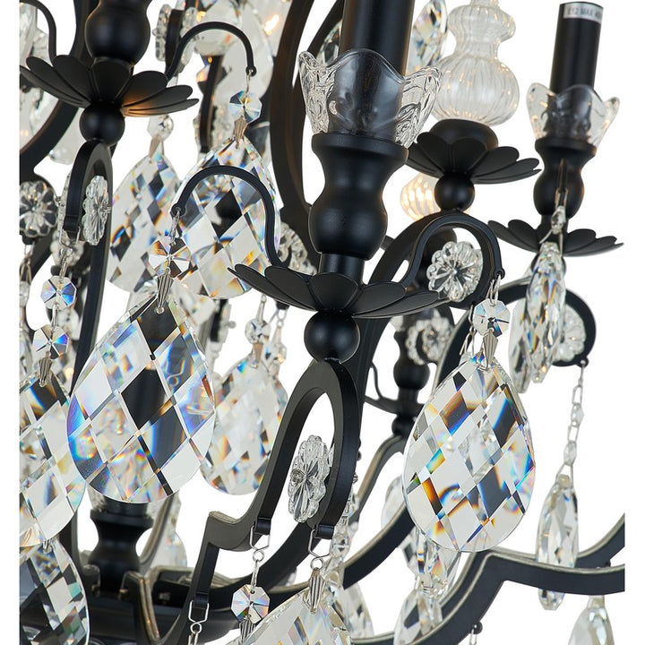 Metal Frame Chandelier with Clear Hanging Crystals by Bethel - view 8