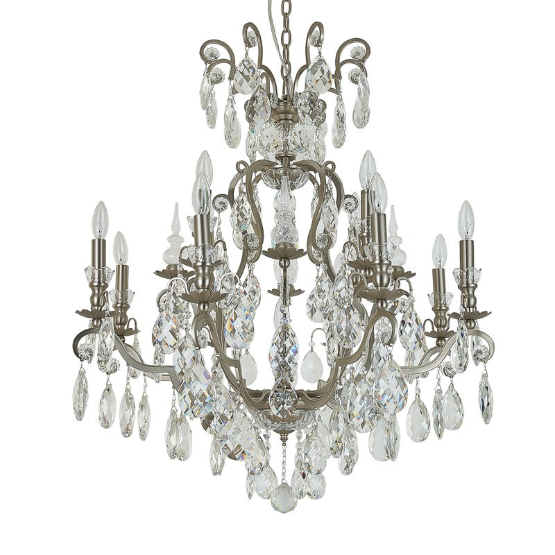 Metal Frame Chandelier with Clear Hanging Crystals by Bethel - view 12