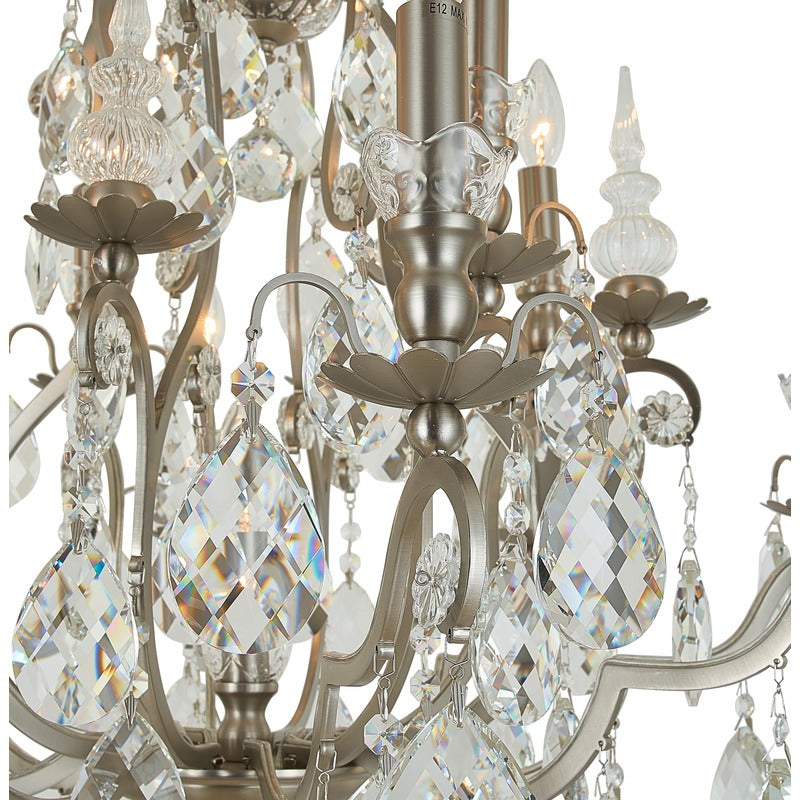 Metal Frame Chandelier with Clear Hanging Crystals by Bethel - view 16