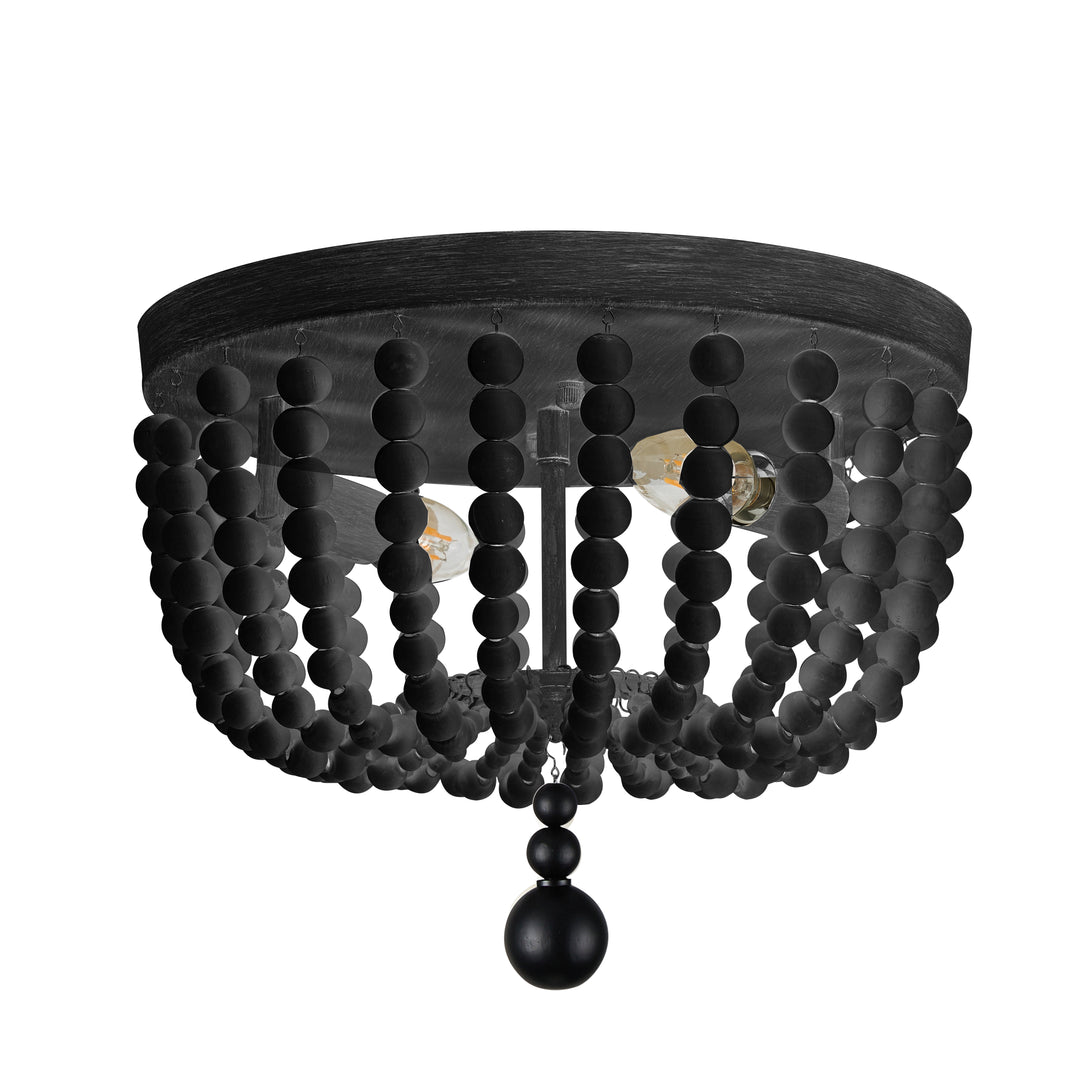 Bridget 2 Light Beaded Flush Mount in Matte Black by Dainolite