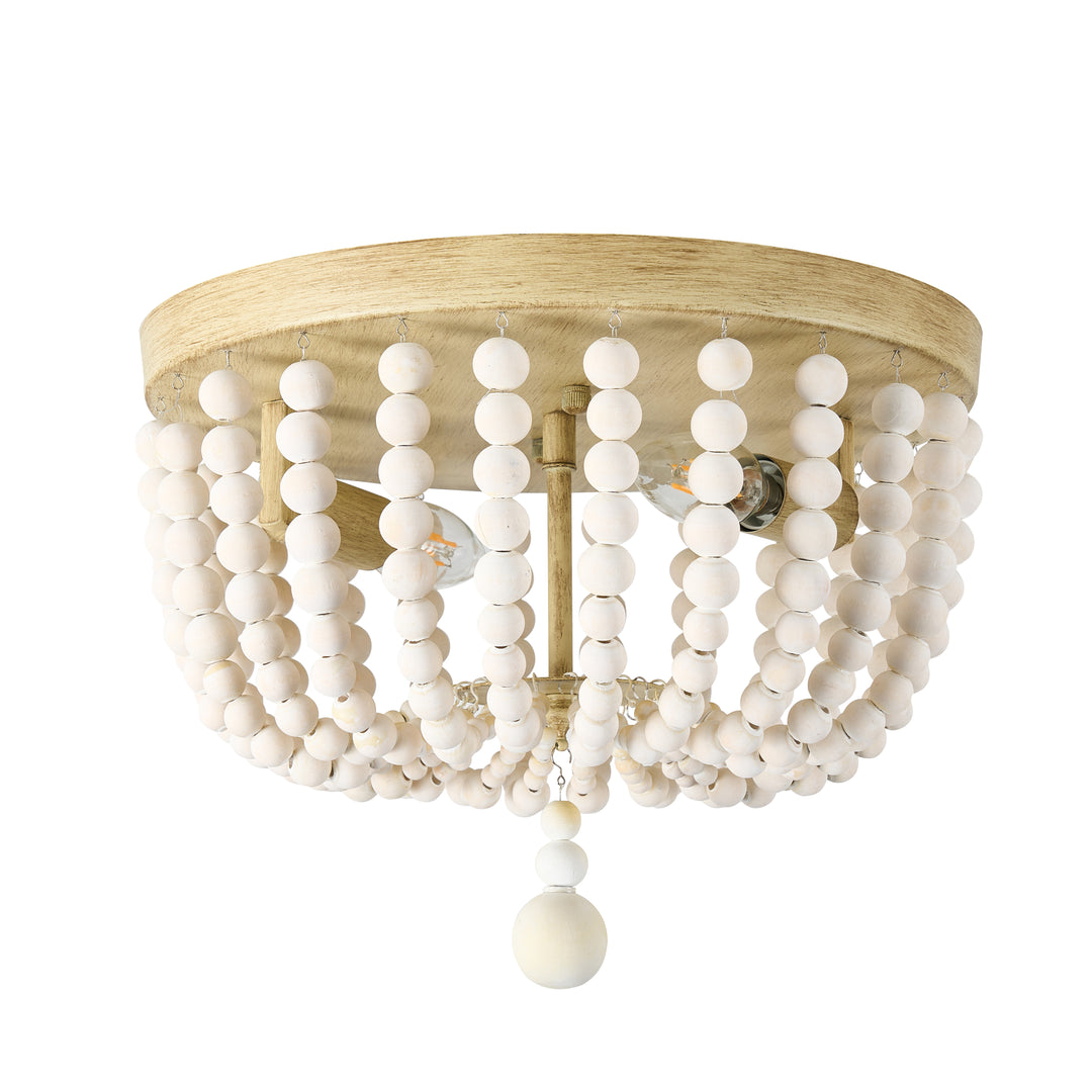 Bridget 2 Light Beaded Flush Mount in Distressed White by Dainolite
