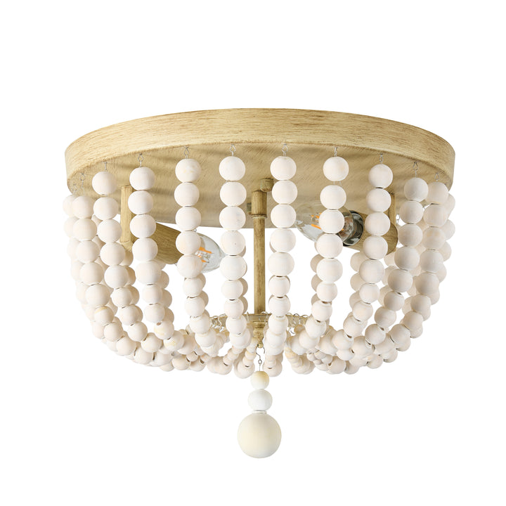 Bridget 2 Light Beaded Flush Mount in Distressed White by Dainolite