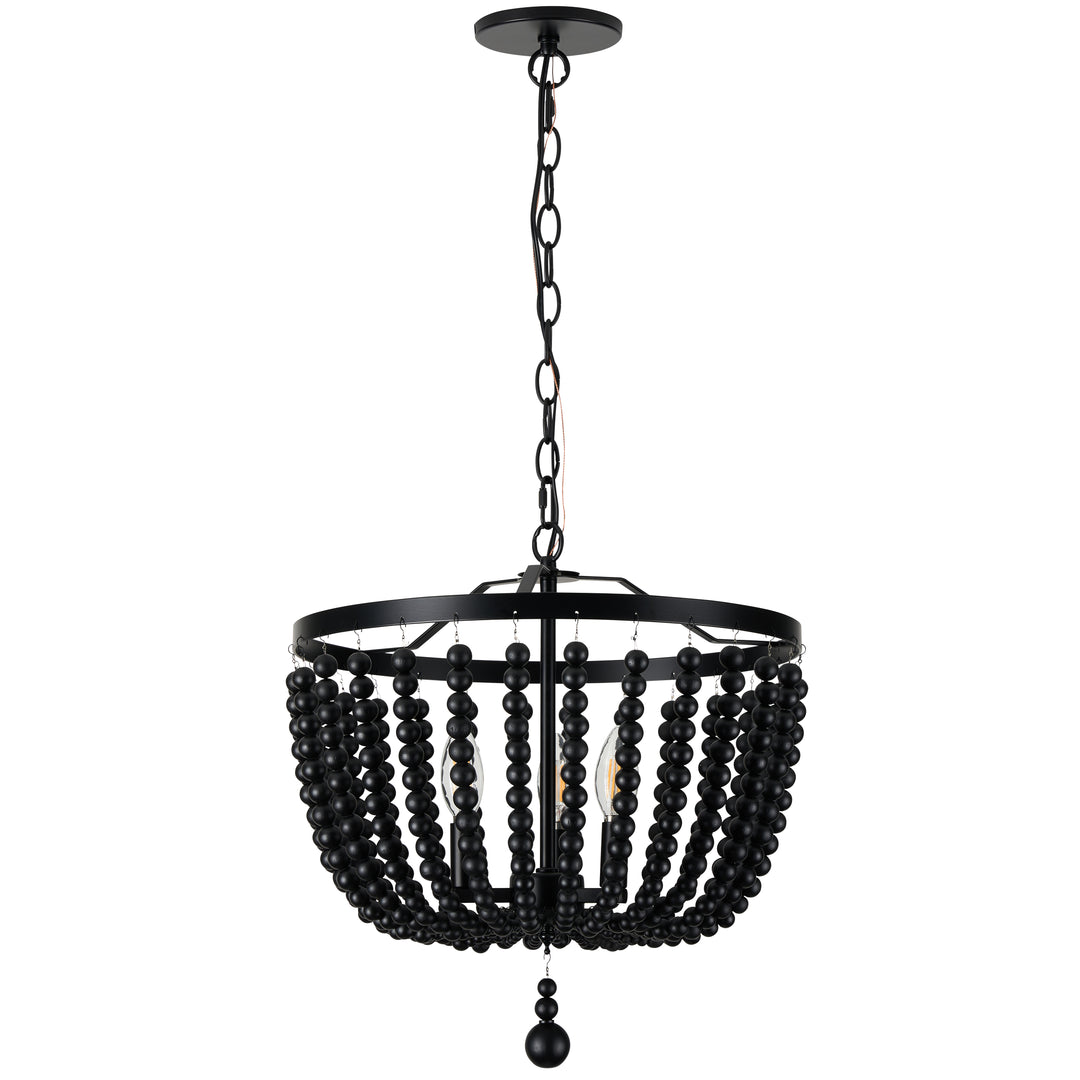 Bridget 3 Light Beaded Pendant in Matte Black by Dainolite