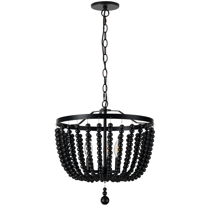 Bridget 3 Light Beaded Pendant in Matte Black by Dainolite